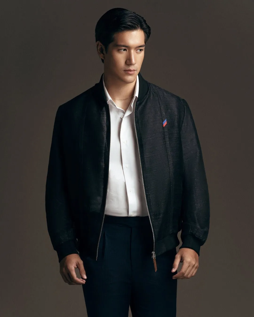 Catalino Barong Jacket in Piña Shifu, black