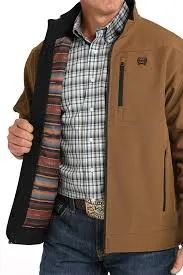 CINCH MENS LOGO SLEEVE BONDED JACKET BROWN