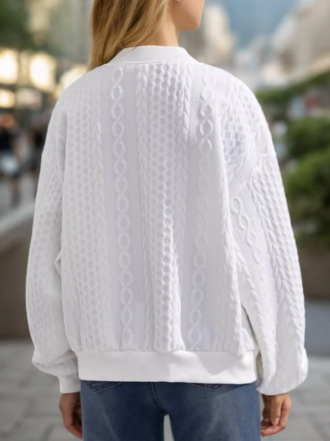 Cozy textured zip-up jacket