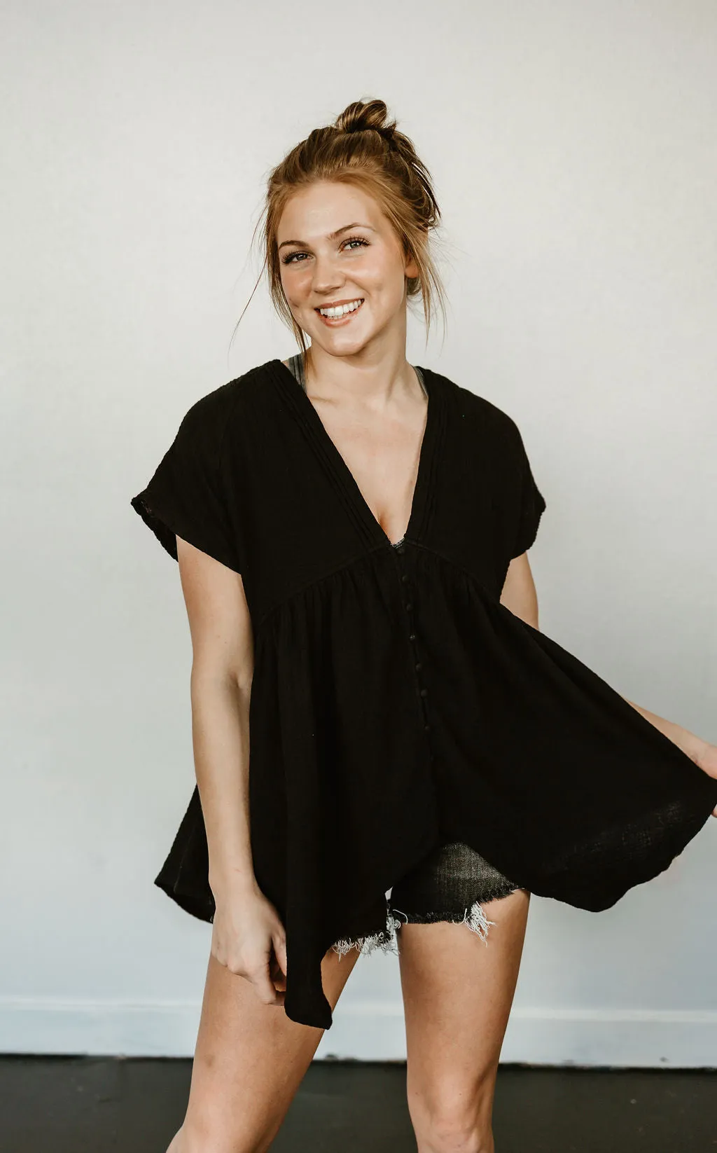 Go With The Flow Button Down Blouse