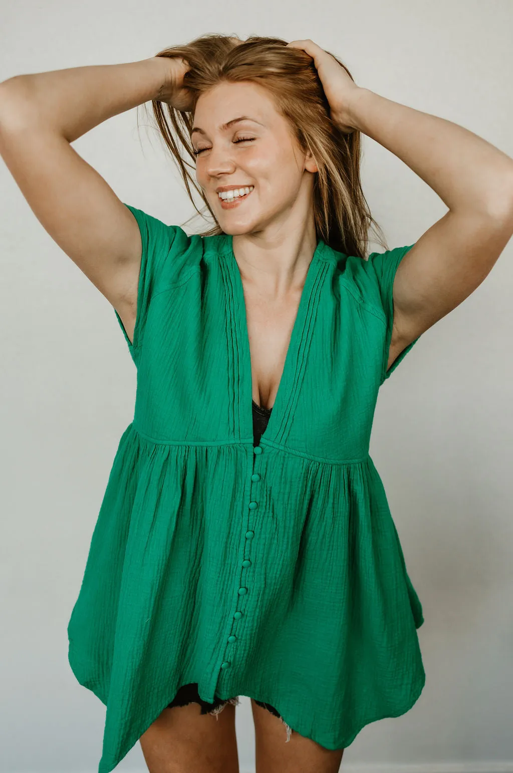 Go With The Flow Button Down Blouse