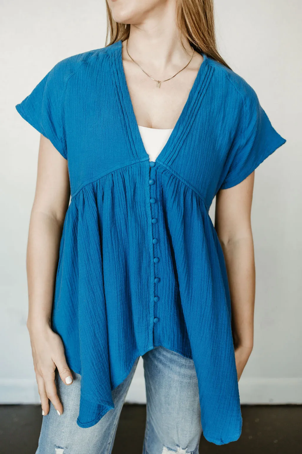 Go With The Flow Button Down Blouse