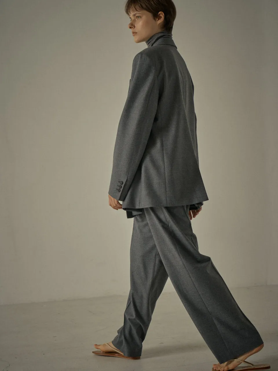 Overfit Melange Wool Jacket - Charcoal