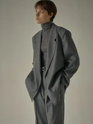 Overfit Melange Wool Jacket - Charcoal