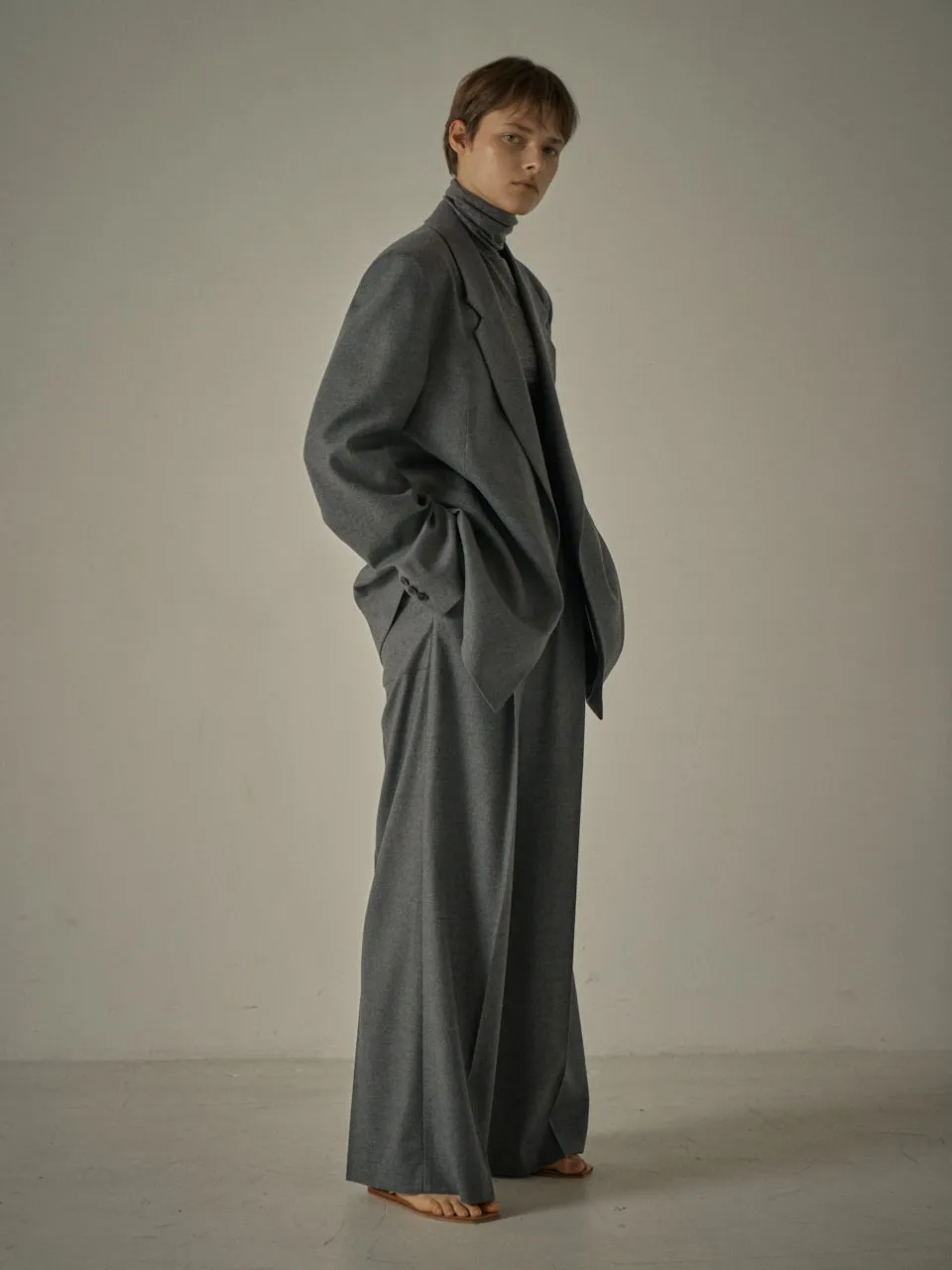 Overfit Melange Wool Jacket - Charcoal