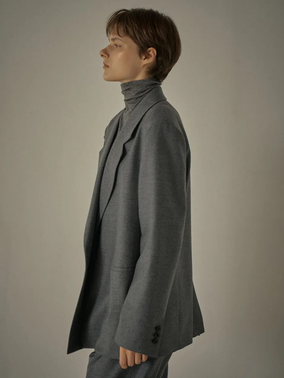 Overfit Melange Wool Jacket - Charcoal