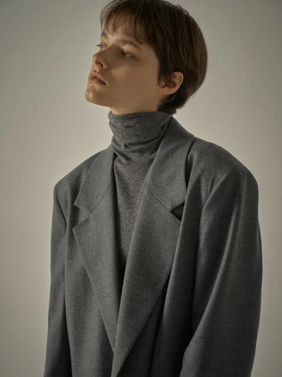 Overfit Melange Wool Jacket - Charcoal