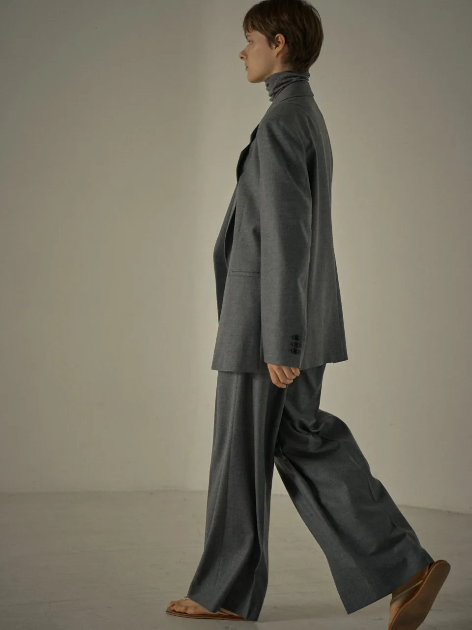 Overfit Melange Wool Jacket - Charcoal