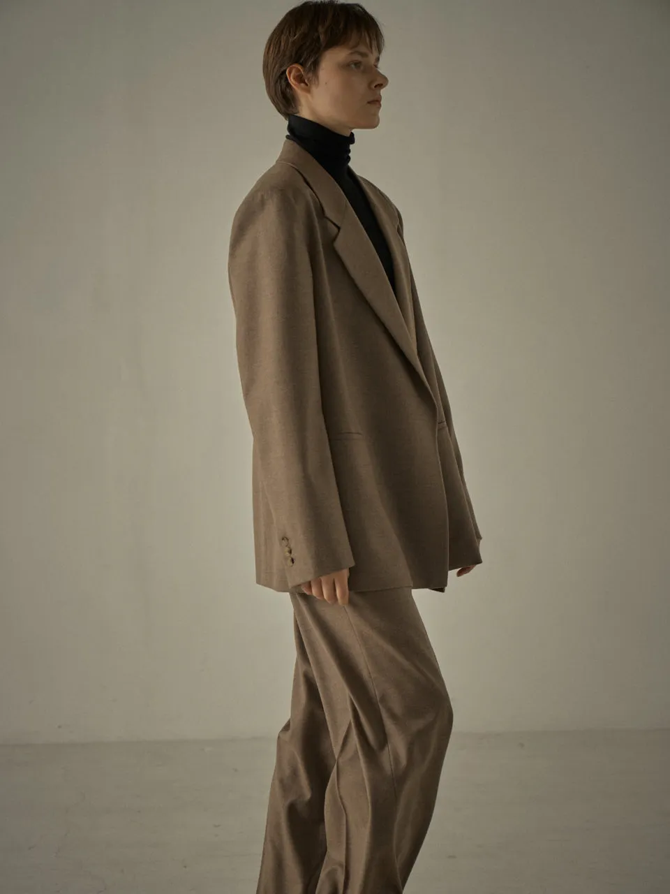 Overfit Melange Wool Jacket - Cocoa Brown