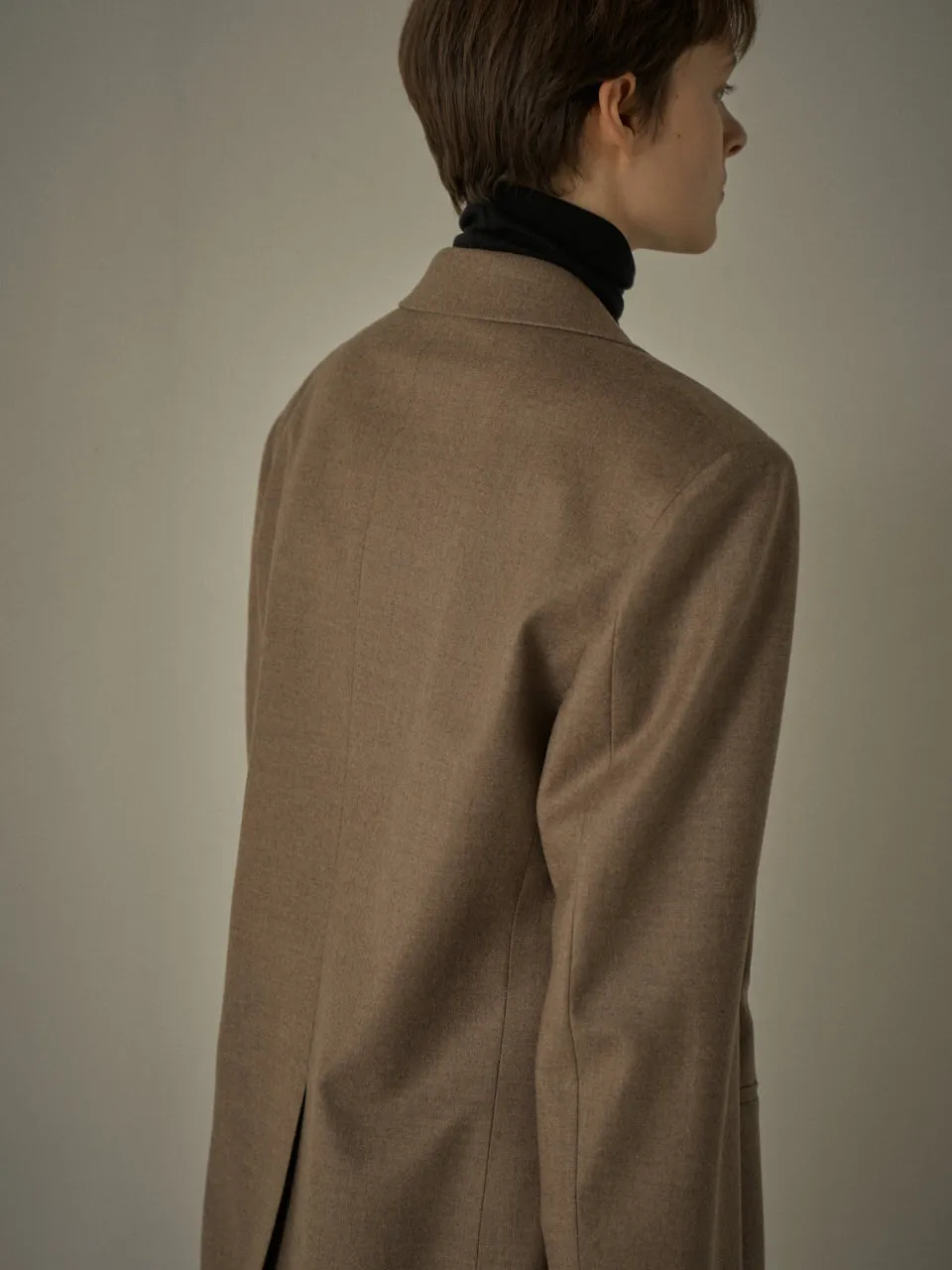 Overfit Melange Wool Jacket - Cocoa Brown