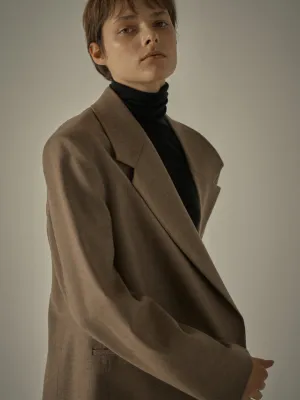 Overfit Melange Wool Jacket - Cocoa Brown