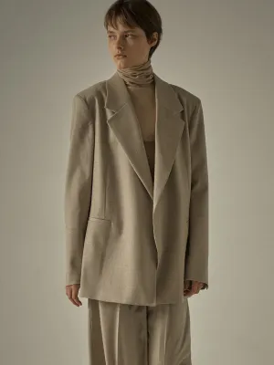 Overfit Melange Wool Jacket - Oatmeal