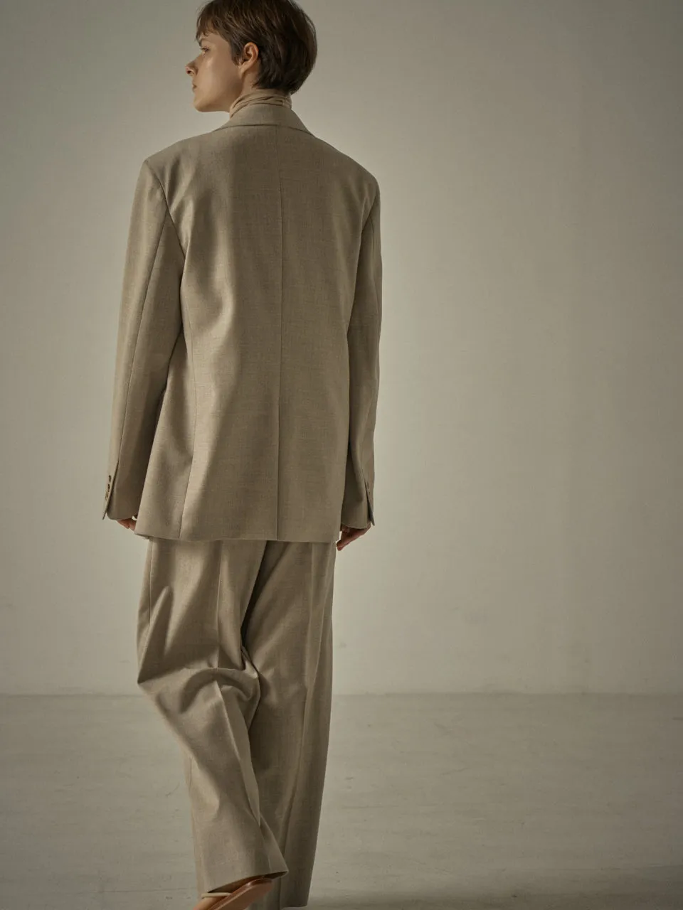 Overfit Melange Wool Jacket - Oatmeal