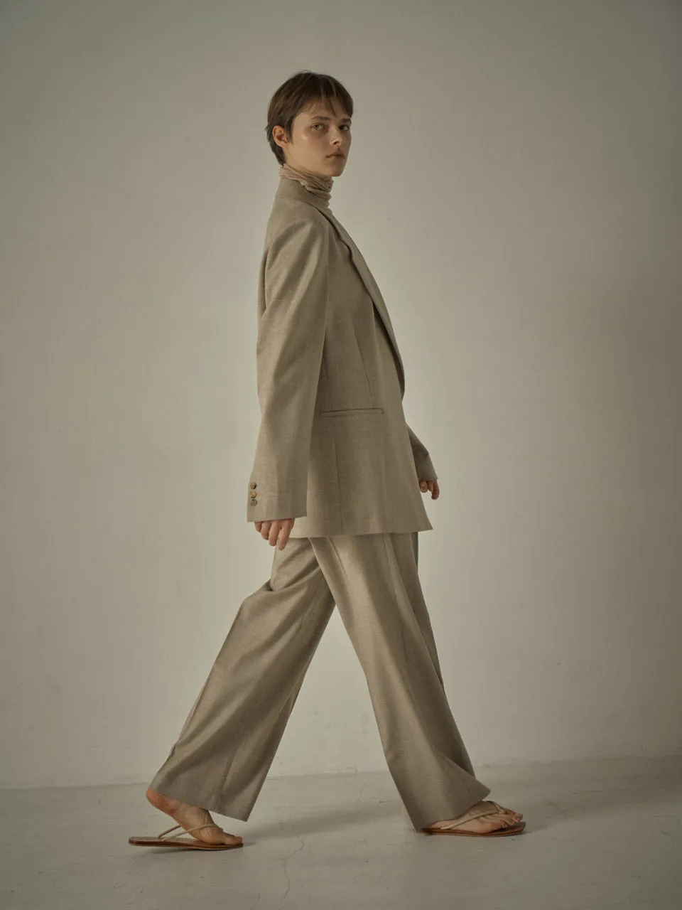 Overfit Melange Wool Jacket - Oatmeal