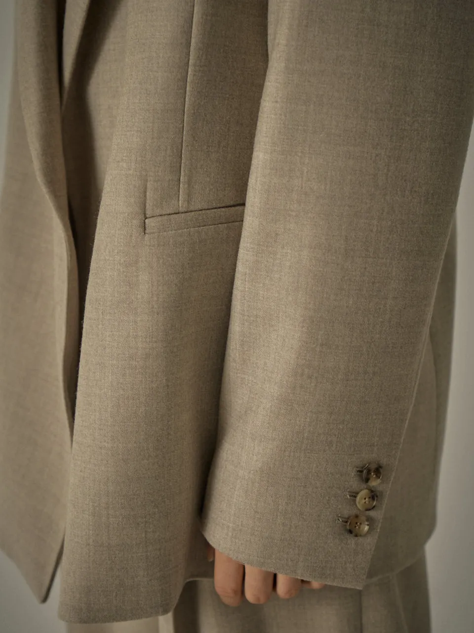 Overfit Melange Wool Jacket - Oatmeal