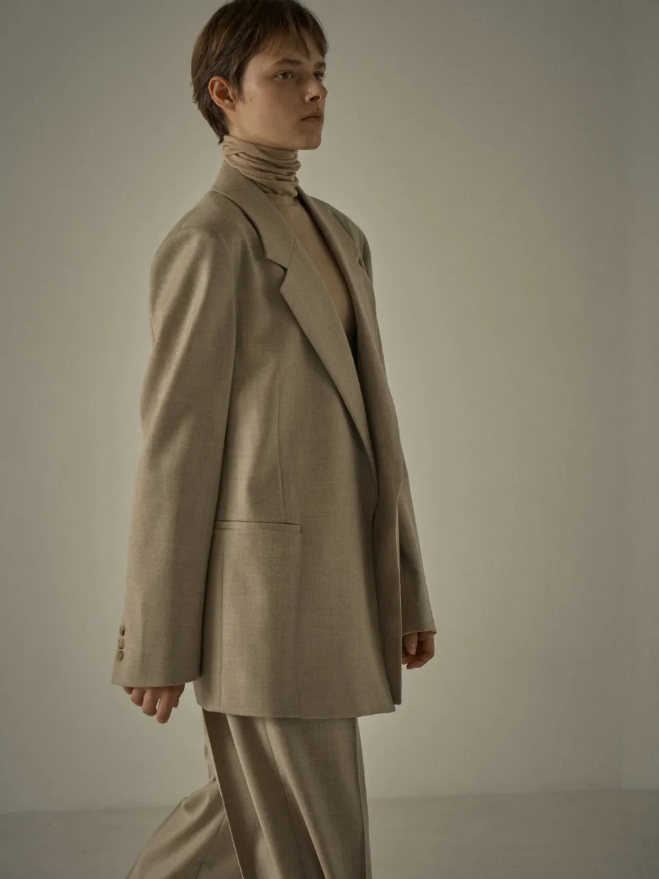 Overfit Melange Wool Jacket - Oatmeal