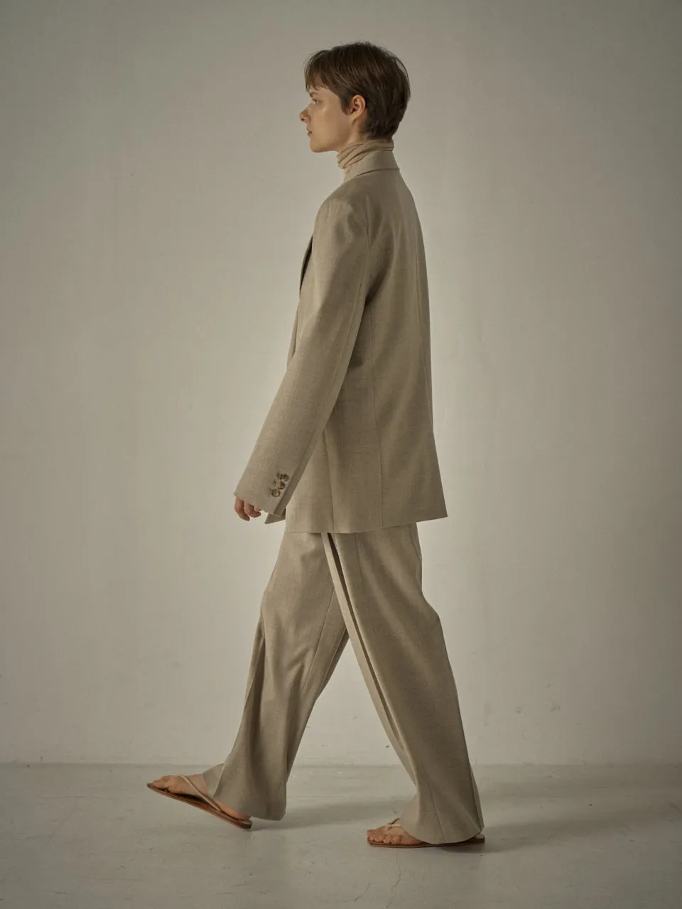 Overfit Melange Wool Jacket - Oatmeal