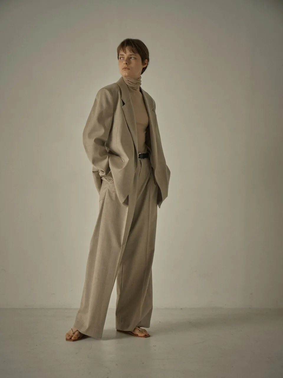 Overfit Melange Wool Jacket - Oatmeal
