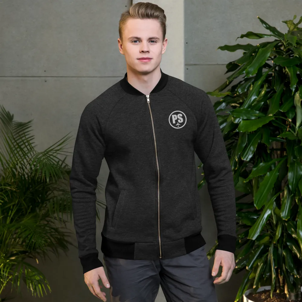 Passenger Shaming Embroidered Logo Bomber Jacket - Heather Black