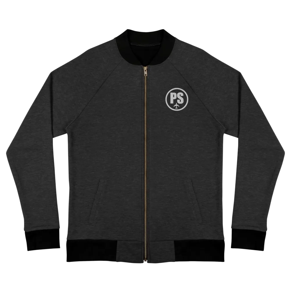 Passenger Shaming Embroidered Logo Bomber Jacket - Heather Black
