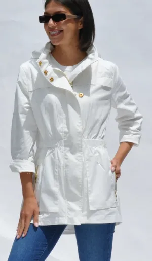 Tess Jacket - Antique White with Gold Trim