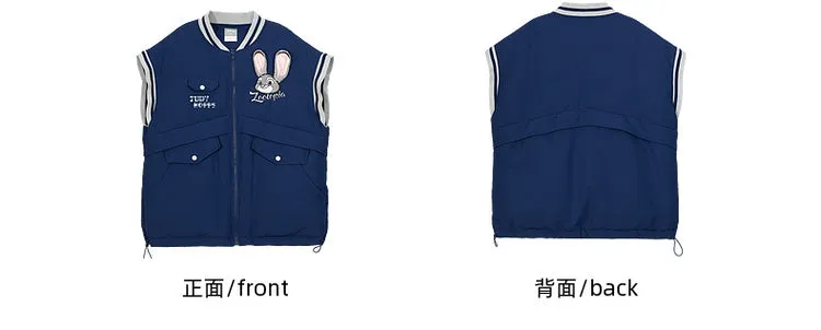 Zootopia Judy Applique Dark Blue Down Jacket Detachable Sleeves